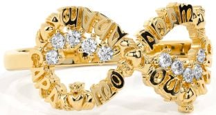 Diamond Gold Silver Claddagh Infinity Irish "My Soul Mate" Ring