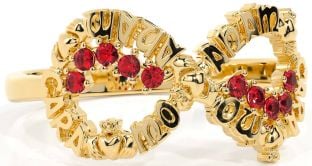 Ruby Gold Silver Claddagh Infinity Irish "My Soul Mate" Ring