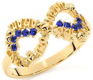 Sapphire Gold Silver Claddagh Infinity Irish "My Soul Mate" Ring