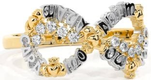 Diamond Gold Silver Claddagh Infinity Irish "My Soul Mate" Ring