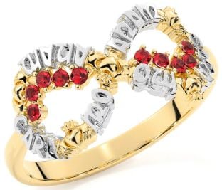 Ruby Gold Silver Claddagh Infinity Irish "My Soul Mate" Ring