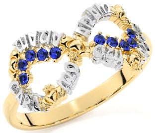 Sapphire Gold Silver Claddagh Infinity Irish "My Soul Mate" Ring