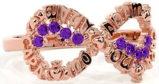Amethyst Rose Gold Claddagh Infinity Irish "My Soul Mate" Ring
