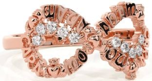 Diamond Rose Gold Claddagh Infinity Irish "My Soul Mate" Ring