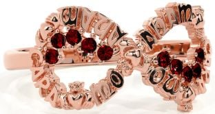 Garnet Rose Gold Claddagh Infinity Irish "My Soul Mate" Ring