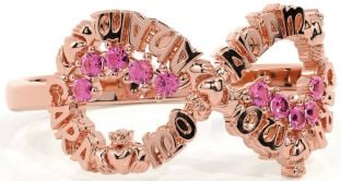 Pink Tourmaline Rose Gold Claddagh Infinity Irish "My Soul Mate" Ring