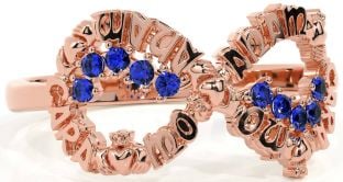 Sapphire Rose Gold Claddagh Infinity Irish "My Soul Mate" Ring