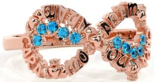 Topaz Rose Gold Claddagh Infinity Irish "My Soul Mate" Ring
