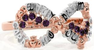 Alexandrite White Rose Gold Claddagh Infinity Irish "My Soul Mate" Ring