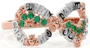 Emerald White Rose Gold Claddagh Infinity Irish "My Soul Mate" Ring