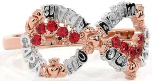 Ruby White Rose Gold Claddagh Infinity Irish "My Soul Mate" Ring