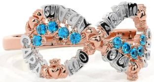 Topaz White Rose Gold Claddagh Infinity Irish "My Soul Mate" Ring