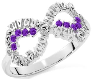 Amethyst Silver Claddagh Infinity Irish "My Soul Mate" Ring