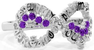 Amethyst Silver Claddagh Infinity Irish "My Soul Mate" Ring