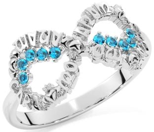 Topaz Silver Claddagh Infinity Irish "My Soul Mate" Ring