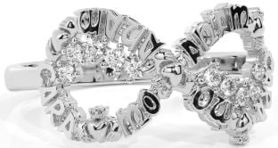 Diamond White Gold Claddagh Infinity Irish "My Soul Mate" Ring