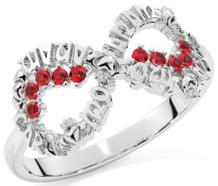 Ruby White Gold Claddagh Infinity Irish "My Soul Mate" Ring