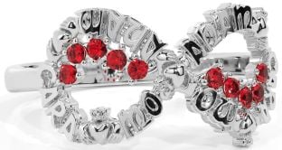 Ruby White Gold Claddagh Infinity Irish "My Soul Mate" Ring