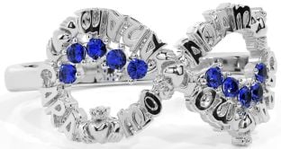 Sapphire White Gold Claddagh Infinity Irish "My Soul Mate" Ring