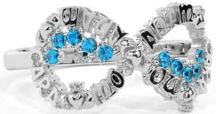 Topaz White Gold Claddagh Infinity Irish "My Soul Mate" Ring