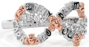 Diamond White Rose Gold Claddagh Infinity Irish "My Soul Mate" Ring