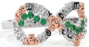 Emerald White Rose Gold Claddagh Infinity Irish "My Soul Mate" Ring