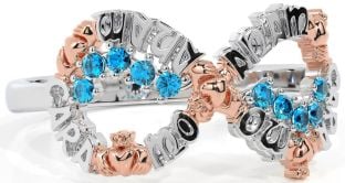 Topaz White Rose Gold Claddagh Infinity Irish "My Soul Mate" Ring