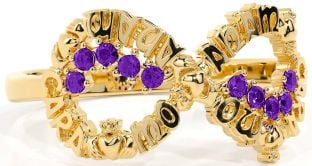 Amethyst Gold Claddagh Infinity Irish "My Soul Mate" Ring