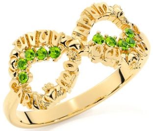 Peridot Gold Claddagh Infinity Irish "My Soul Mate" Ring