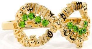 Peridot Gold Claddagh Infinity Irish "My Soul Mate" Ring