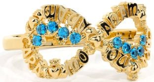 Topaz Gold Claddagh Infinity Irish "My Soul Mate" Ring