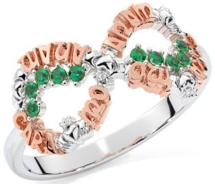 Emerald Rose Gold Silver Claddagh Infinity Irish "My Soul Mate" Ring