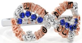 Sapphire Rose Gold Silver Claddagh Infinity Irish "My Soul Mate" Ring