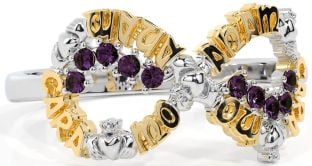 Alexandrite Gold Silver Claddagh Infinity Irish "My Soul Mate" Ring