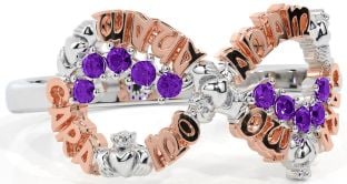 Amethyst White Rose Gold Claddagh Infinity Irish "My Soul Mate" Ring