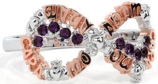 Alexandrite White Rose Gold Claddagh Infinity Irish "My Soul Mate" Ring