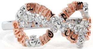 Diamond White Rose Gold Claddagh Infinity Irish "My Soul Mate" Ring