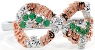 Emerald White Rose Gold Claddagh Infinity Irish "My Soul Mate" Ring