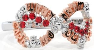 Ruby White Rose Gold Claddagh Infinity Irish "My Soul Mate" Ring
