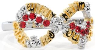 Ruby White Yellow Gold Claddagh Infinity Irish "My Soul Mate" Ring