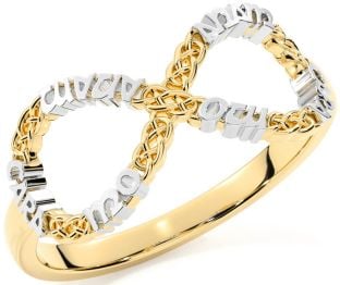 White Yellow Gold Infinity Irish "My Soul Mate" Ring