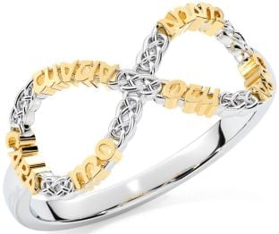 White Yellow Gold Infinity Irish "My Soul Mate" Ring