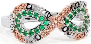 Emerald Rose Gold Silver Infinity Irish "My Soul Mate" Ring