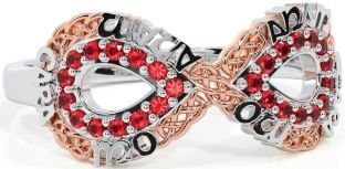 Ruby Rose Gold Silver Infinity Irish "My Soul Mate" Ring