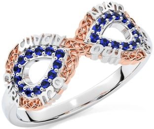 Sapphire Rose Gold Silver Infinity Irish "My Soul Mate" Ring