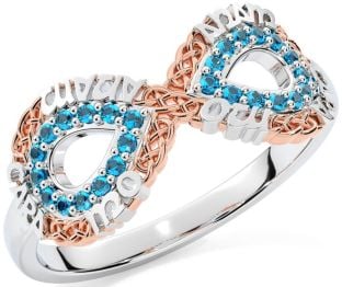 Topaz Rose Gold Silver Infinity Irish "My Soul Mate" Ring
