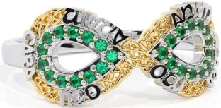 Emerald Gold Silver Infinity Irish "My Soul Mate" Ring