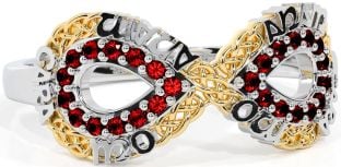 Garnet Gold Silver Infinity Irish "My Soul Mate" Ring