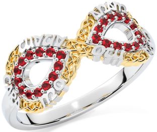 Ruby Gold Silver Infinity Irish "My Soul Mate" Ring