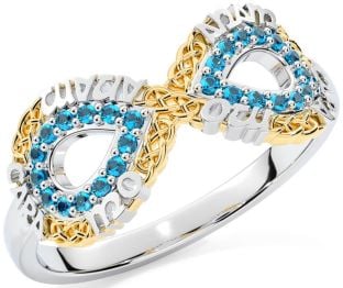 Topaz Gold Silver Infinity Irish "My Soul Mate" Ring